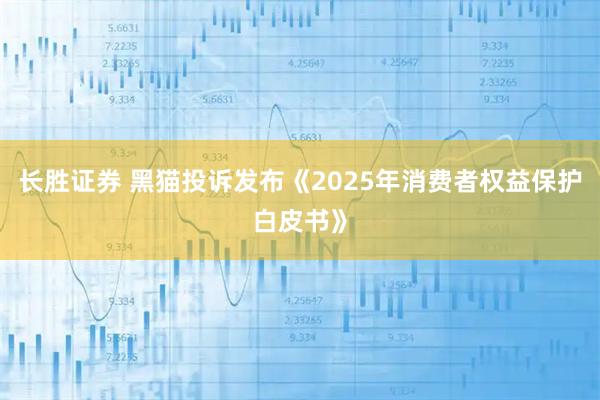长胜证券 黑猫投诉发布《2025年消费者权益保护白皮书》